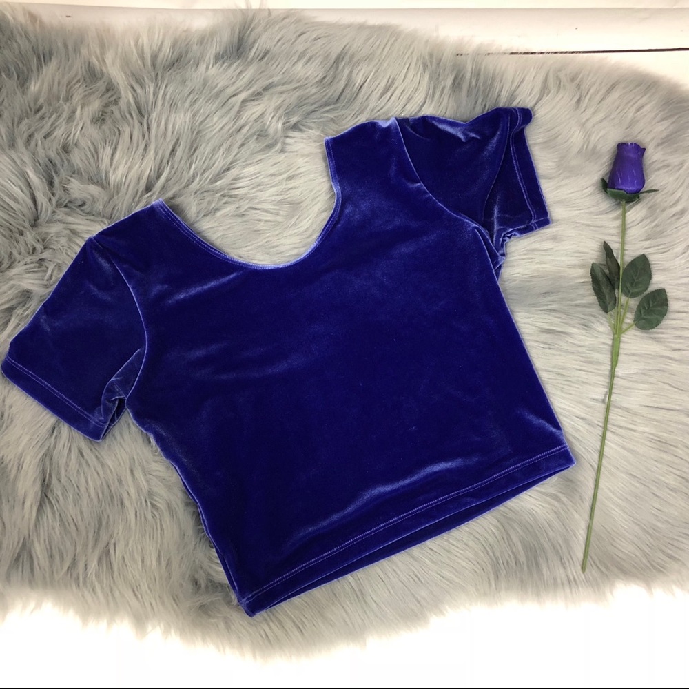 American Apparel Velvet Crop Top Purple size L